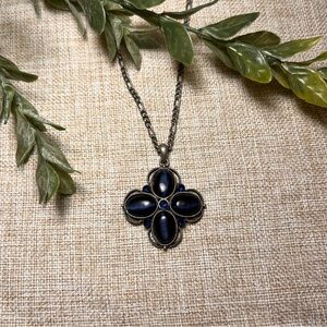 Blue Sapphire Victorian Medieval-Style Gothic Diamond Gemstone Necklace